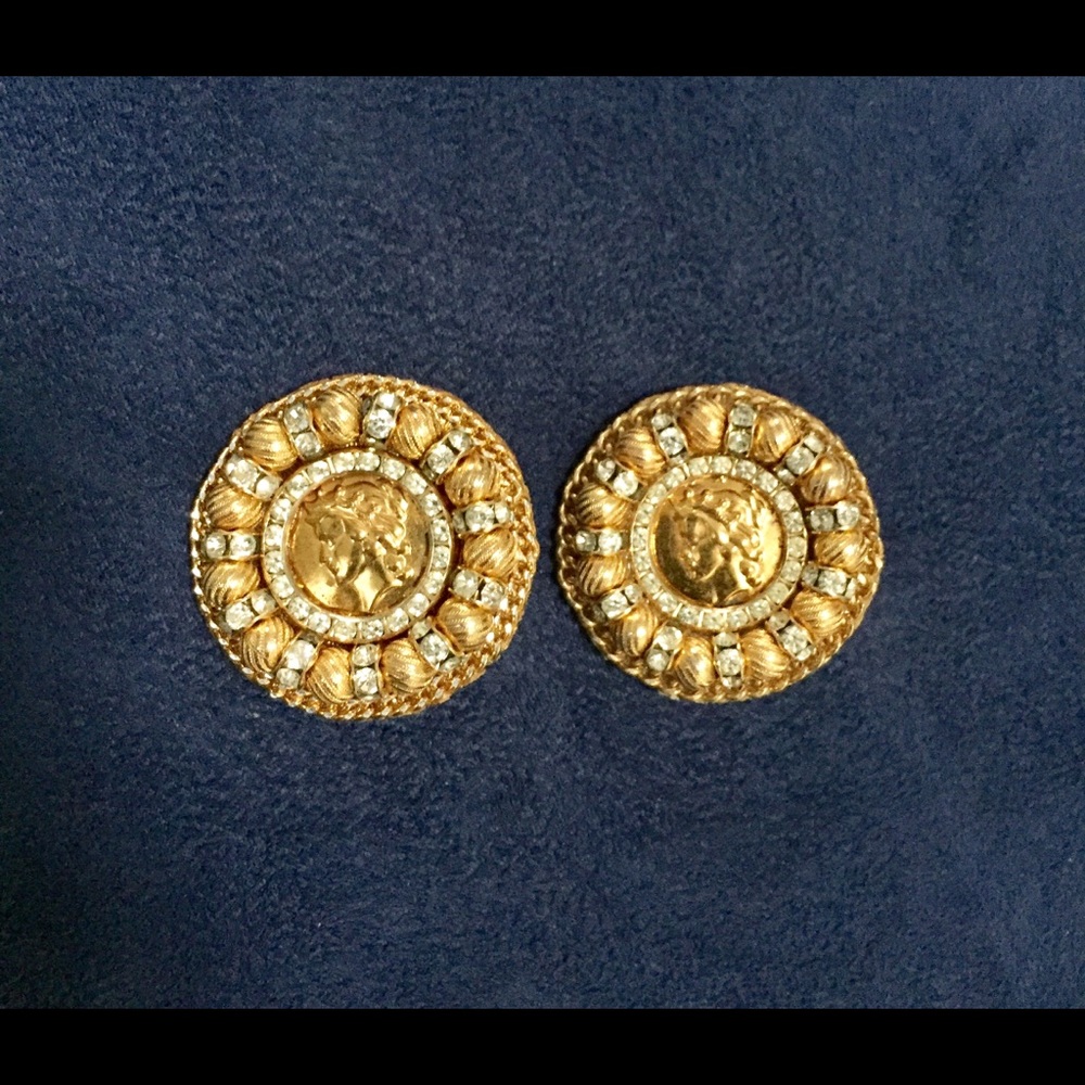 Vintage Roman Style Coin Replica Clip Earrings